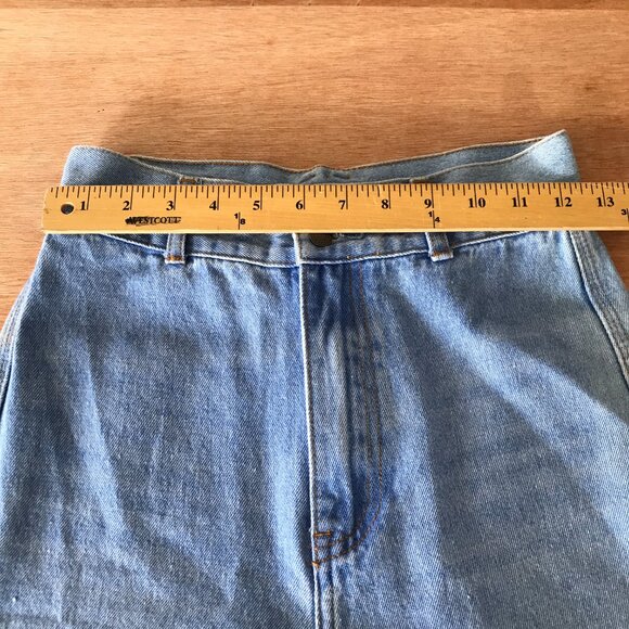 Ghanda Barrel Wide Leg Jeans Women 6 Blue High Rise Raw Hem Stretch Skater 18216 - Picture 9 of 13